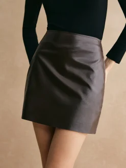 Outlet Plain Faux Leather Mini Skirt Skirts|Matching Sets