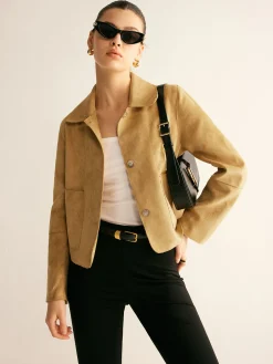 Plain Faux Leather Short Jacket Outerwear|Jackets