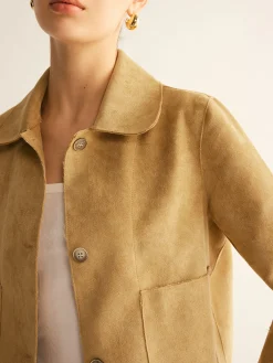 Plain Faux Leather Short Jacket Outerwear|Jackets