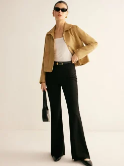 Plain Faux Leather Short Jacket Outerwear|Jackets