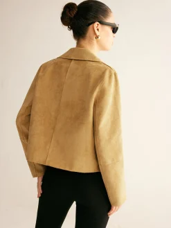 Plain Faux Leather Short Jacket Outerwear|Jackets