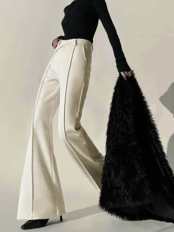 Discount Plain High-Waist Piping Pants Wide Leg|Pants