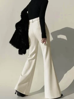 Discount Plain High-Waist Piping Pants Wide Leg|Pants