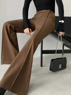 Discount Plain High-Waist Piping Pants Wide Leg|Pants