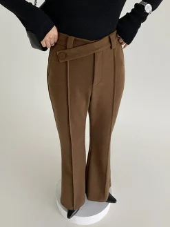 Discount Plain High-Waist Piping Pants Wide Leg|Pants