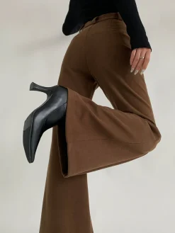 Discount Plain High-Waist Piping Pants Wide Leg|Pants