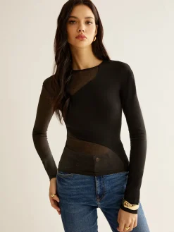 Plain Jersey Panel T-Shirt T-shirts|Tops