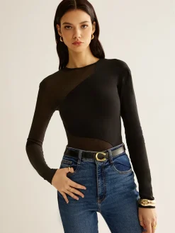 Plain Jersey Panel T-Shirt T-shirts|Tops