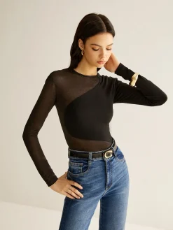 Plain Jersey Panel T-Shirt T-shirts|Tops