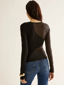 Plain Jersey Panel T-Shirt T-shirts|Tops