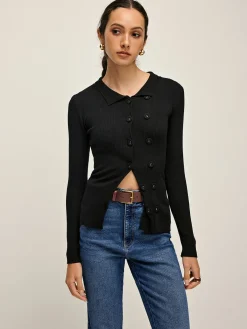 Clearance Plain Lapel Button Cardigan Cardigans|Sweaters & Cardigans
