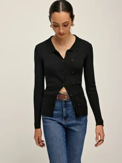 Clearance Plain Lapel Button Cardigan Cardigans|Sweaters & Cardigans