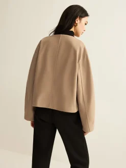 Online Plain Lapel Shift Jacket Outerwear|Jackets