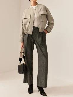 Best Plain Long Sleeve Cargo Jacket Outerwear|Tops