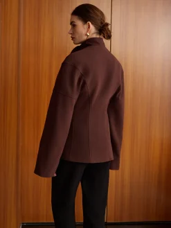 Hot Plain Metal-Button Coat With Scarf Outerwear|Coats