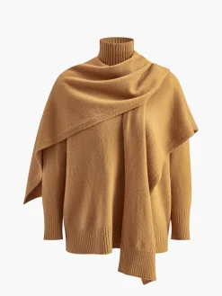 Outlet Plain Mock Neck Three-Piece Sweater Pants Set Knitwear|Tops