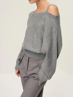 Discount Plain Off-Shoulder Loose Sweater Sweater Tops|Sweaters & Cardigans