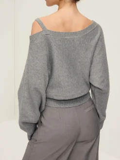Discount Plain Off-Shoulder Loose Sweater Sweater Tops|Sweaters & Cardigans
