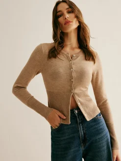 Outlet Plain Paneled Button Corset Cardigan Cardigans|Sweaters & Cardigans