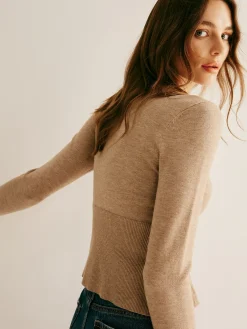 Outlet Plain Paneled Button Corset Cardigan Cardigans|Sweaters & Cardigans
