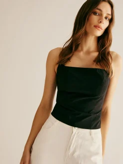 Outlet Plain Piping Halter Top Tank Tops & Camis|Tops
