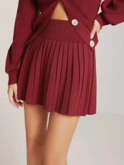 Hot Plain Pleated Sweater Skirt Skirts|Knitwear