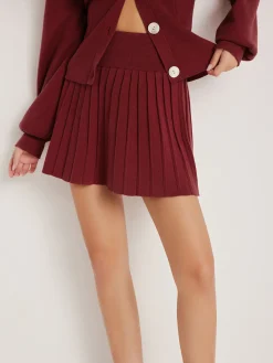 Hot Plain Pleated Sweater Skirt Skirts|Knitwear