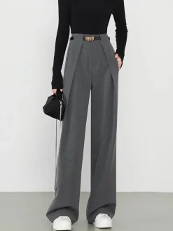 Clearance Plain Pockets Straight Pants Pants|Bottoms
