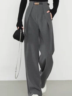 Clearance Plain Pockets Straight Pants Pants|Bottoms