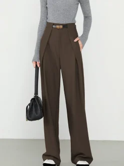 Clearance Plain Pockets Straight Pants Pants|Bottoms