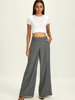 Online Plain Pockets Suit Wide Leg Pants Bottoms