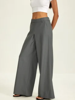 Online Plain Pockets Suit Wide Leg Pants Bottoms