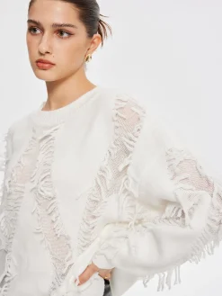 Outlet Plain Ripped Tassel Sweater Sweater Tops|Sweaters & Cardigans