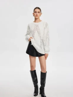 Outlet Plain Ripped Tassel Sweater Sweater Tops|Sweaters & Cardigans