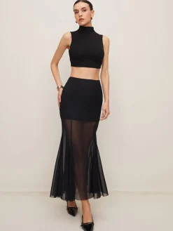 Best Plain Sheer Elegant Skirt Skirts|Bottoms