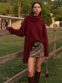 Outlet Plain Shift Sweater With Scarf Knitwear|Tops