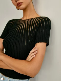 Best Plain Short Sleeve Knit Top Sweater Tops|Sweaters & Cardigans