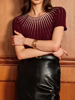 Best Plain Short Sleeve Knit Top Sweater Tops|Sweaters & Cardigans