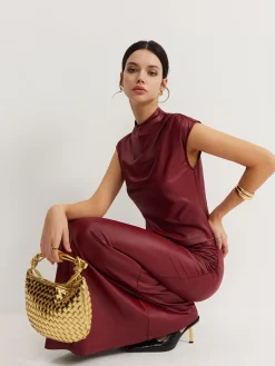 Discount Plain Sleeveless Ruched Skirt Set Skirt Sets|Long Sleeve Sets