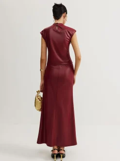 Discount Plain Sleeveless Ruched Skirt Set Skirt Sets|Long Sleeve Sets