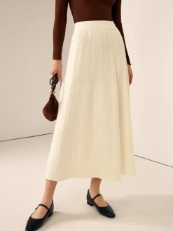 Clearance Plain Sweater Midi Skirt Knitwear