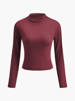Outlet Plain Tulle Mesh Long Sleeve T-Shirt T-shirts|Tops