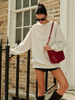 Clearance Plain Versatile Cutout Sweatshirt Sweatshirts & Hoodies|Tops