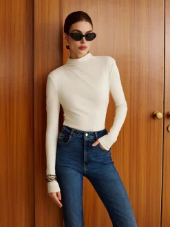 Hot Plain Warm Jersey Top T-shirts|Tops