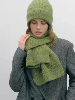 Discount Plain Warm Knit Hat With Scarf Hair Claws & Hats|Accessories