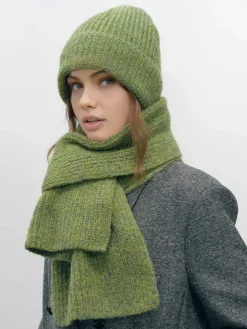 Discount Plain Warm Knit Hat With Scarf Hair Claws & Hats|Accessories