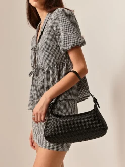 New Plain Woven Buckle Shoulder Bag Bags|Accessories