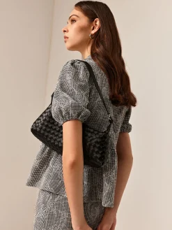 New Plain Woven Buckle Shoulder Bag Bags|Accessories