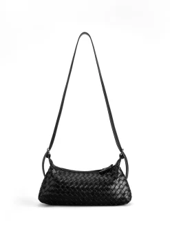 New Plain Woven Buckle Shoulder Bag Bags|Accessories