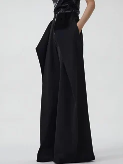 Outlet Plain Zipper Design Pants Pants|Bottoms